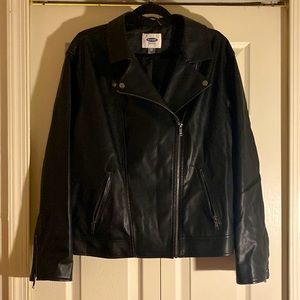 Faux leather black moto jacket